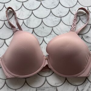 Natori Pure Luxe Blush Pink Molded T-Shirt Bra with Lace Straps